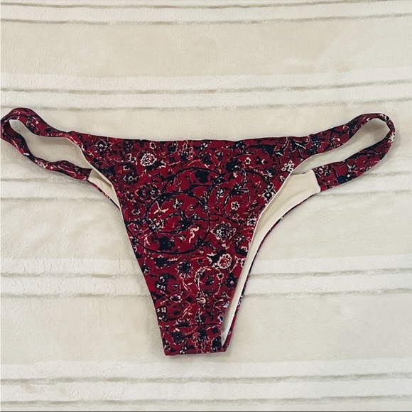 Tavik Heather Minimal Coverage Burgundy / Navy bikini bottom S - Picture 4 of 5